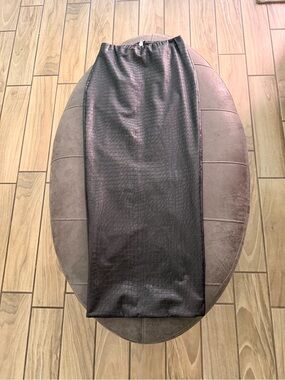 naked wardrobe Black Croc-Embossed Midi Pencil Skirt